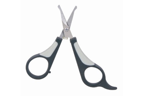 Trixie 9.5cm face and paw scissors with rounded tips for safe, precise trimming around pets' delicate areas.