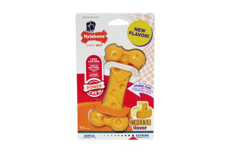 Durable cheese-flavored chew bone for dogs, promotes dental health and satisfies strong chewing instincts.