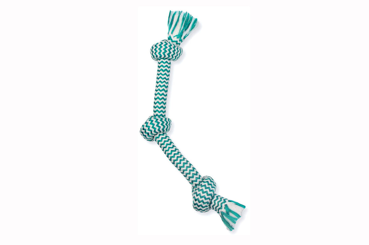 Dog Toy Extra Fresh - 3 Knot Tug Small, a tug toy with natural beeswax and mint for dental health and interactive play.