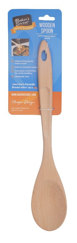 Premium 33CM beech wooden spoon, ideal for stirring and mixing, safe for non-stick cookware, and designed for durability.