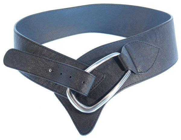 Black stretch belt with oval buckle, adjustable up to 90cm, perfect for casual and formal outfits.