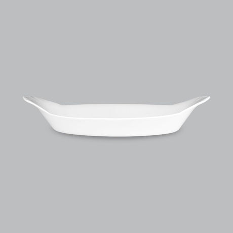 Elegant 17.5cm Au Gratin Dish from Wilkie Brothers, crafted in new bone porcelain, perfect for baking and serving meals.