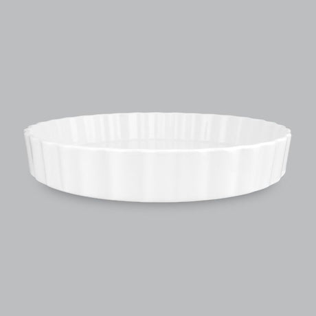 Elegant 28 x 4cm quiche dish made from durable new bone porcelain, perfect for baking and serving versatile dishes.