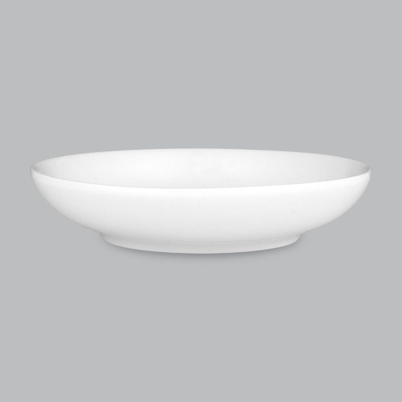 Elegant Round Sauce Dish 10x2.5cm in white new bone porcelain, perfect for sauces and dips, dishwasher and microwave safe.