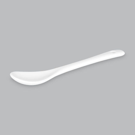 Sugar Spoon 13cm in white new bone porcelain by Wilkie Brothers, ideal for serving sugar and condiments with elegance.