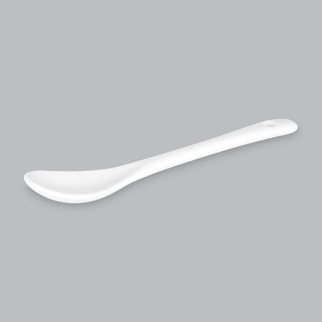 Sugar Spoon 13cm in white new bone porcelain by Wilkie Brothers, ideal for serving sugar and condiments with elegance.