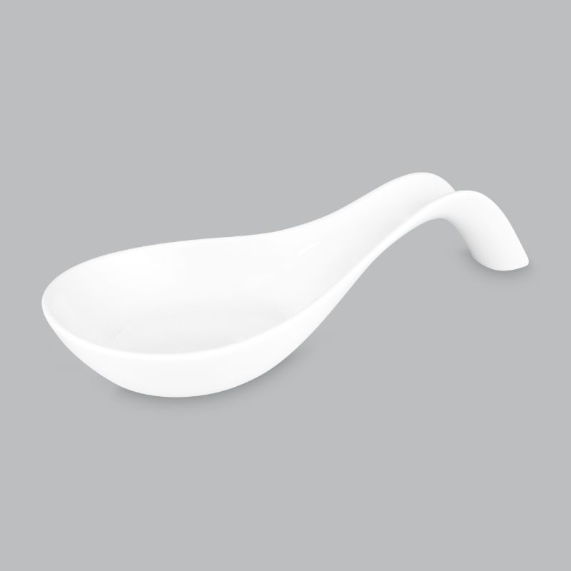 Elegant white New Bone porcelain spoon rest, 24 x 10cm, perfect for keeping countertops clean and stylish in any kitchen.