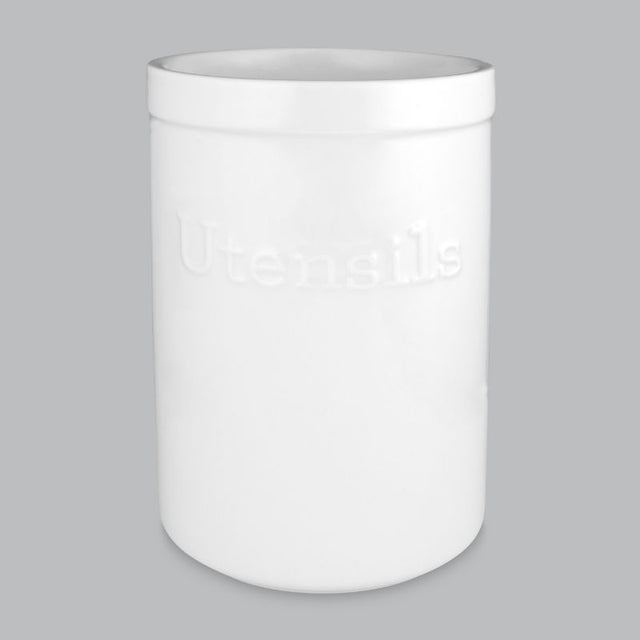 Elegant 17x12cm utensil pot in new bone porcelain, perfect for organizing kitchen tools while enhancing decor.