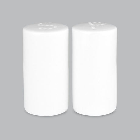 Elegant white salt and pepper set made of durable new bone porcelain, perfect for effortless dining and easy maintenance.