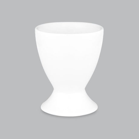 Elegant 5x6cm egg cup in timeless white new bone porcelain, dishwasher, oven, microwave, and freezer safe by Wilkie Brothers.