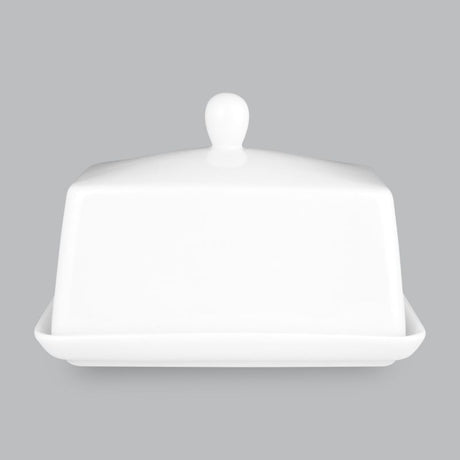 Elegant 16x11cm butter dish in premium new bone porcelain, perfect for stylish serving and easy maintenance.