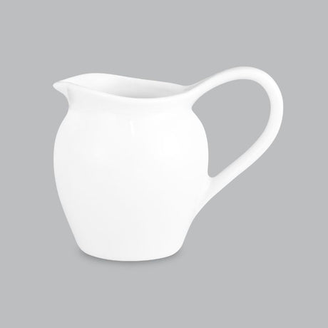 Classic 110ml jug in elegant white new bone porcelain, ideal for serving sauces or cream, durable and dishwasher safe.