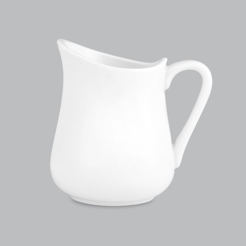 Elegant 110ml milk jug in timeless white new bone porcelain, perfect for serving milk, cream, or sauces at any occasion.