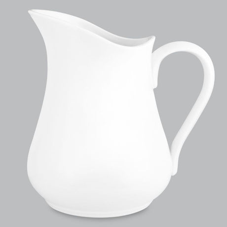 Elegant 1-litre milk jug in timeless white new bone porcelain, ideal for serving milk, cream, or sauces with sophistication.