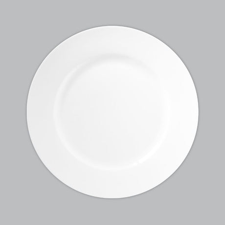 White 23cm Rim Entree Plate by Wilkie Brothers, made from durable new bone porcelain, ideal for all dining occasions.