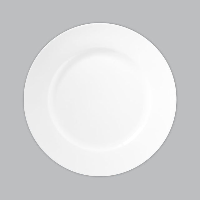 White 23cm Rim Entree Plate by Wilkie Brothers, made from durable new bone porcelain, ideal for all dining occasions.