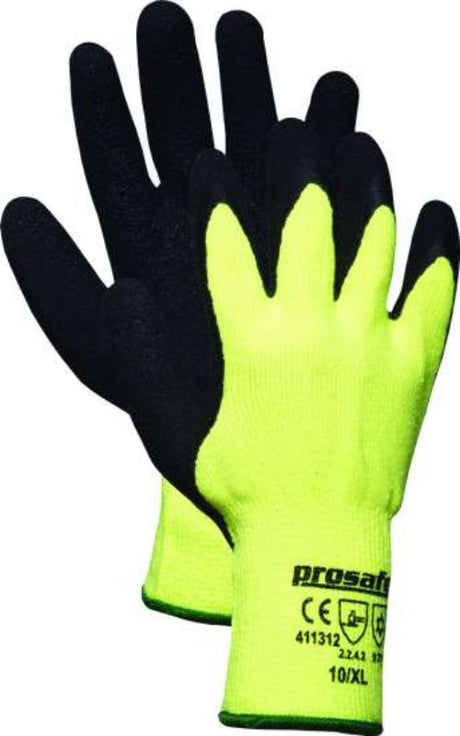 Prosafe Hi Visibility Winter Grip-S gloves in XL, designed for warmth and safety in extreme cold, ideal for various winter work.