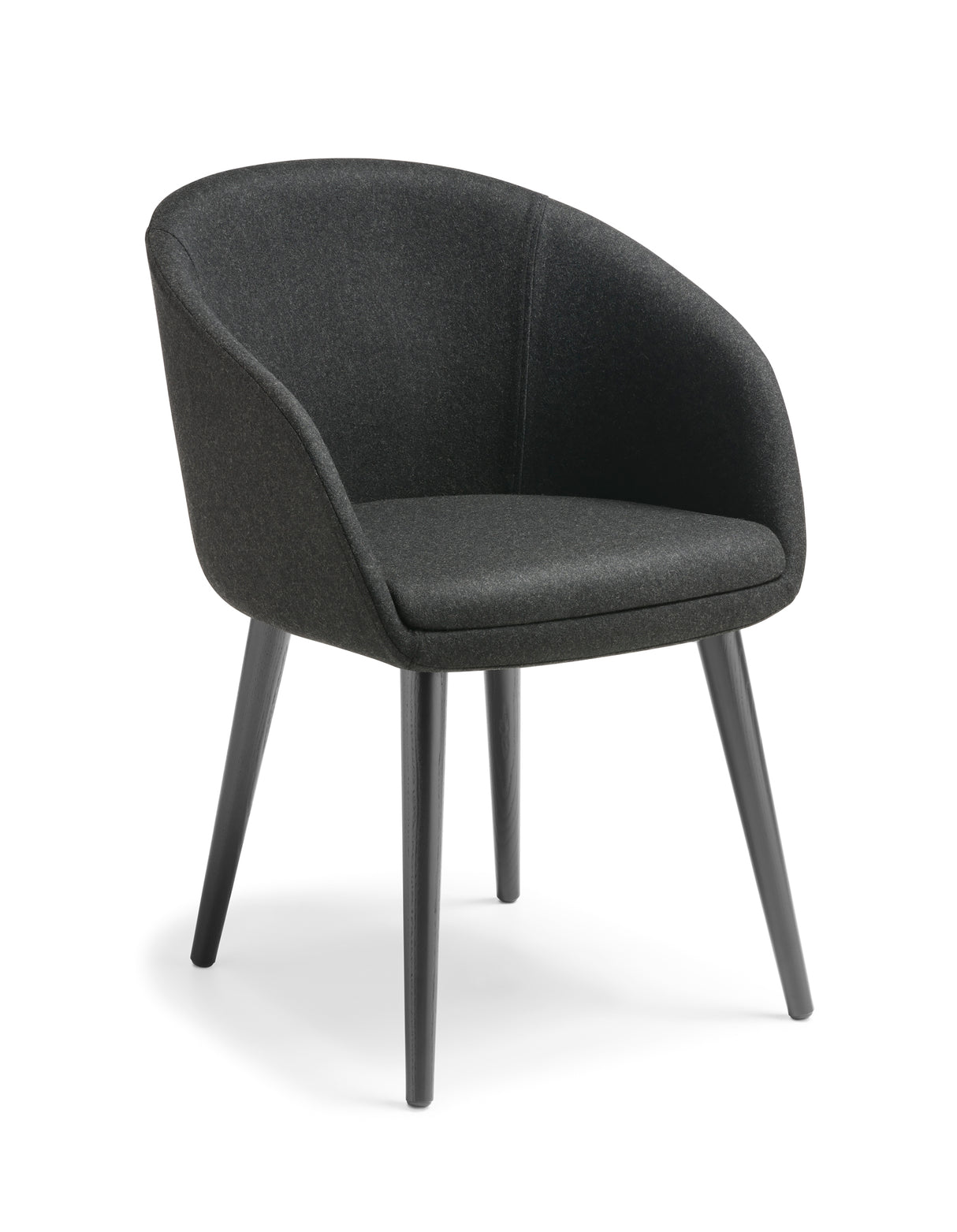 Aria Chair with Black Timber Legs in Augustus Ebony, featuring elegant design, comfort, and strong support for diverse settings.