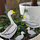 Whimsical Duck Family garden stakes featuring a drake, duck, and duckling, crafted from durable ACM and vibrant acrylic.