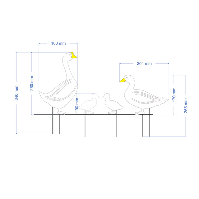 Charming Duck Family garden stakes add whimsy with a drake, duck, and duckling, crafted from durable materials for outdoor decor.