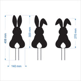 Charming freestanding bunny garden stakes made of durable ACM and acrylic, perfect for adding whimsy to outdoor spaces.