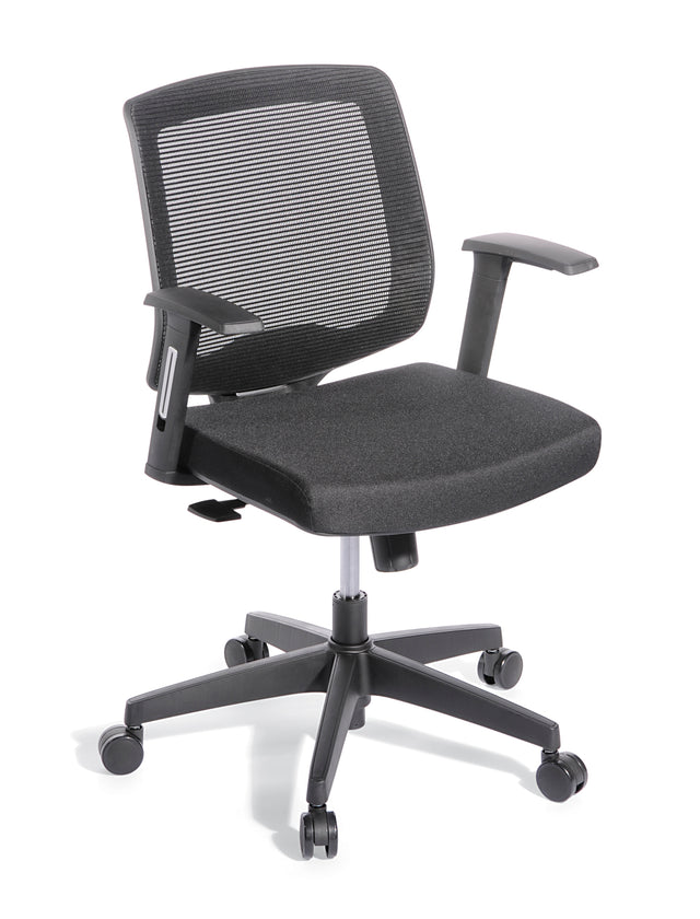 Media Meeting Chair with mid-height backrest, lumbar support, and adjustable features for comfort in meetings and workspaces.