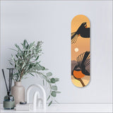 ACM 50cm circular skateboard art showcasing a vibrant fantail sunset design, perfect for indoor and outdoor decor.