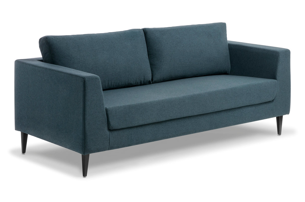 Shanghai 2-seater chair with black feet in Momentum Speed upholstery, featuring modern elegance and deluxe cushioning.