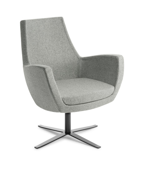 Treviso Chair with Black 4-point Base in Blazer Surrey, featuring sleek design, heavy-duty foam, and steel swivel functionality.