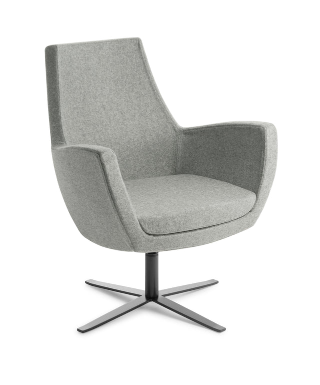Treviso Chair with Black 4-point Base in Blazer Surrey, featuring sleek design, heavy-duty foam, and steel swivel functionality.