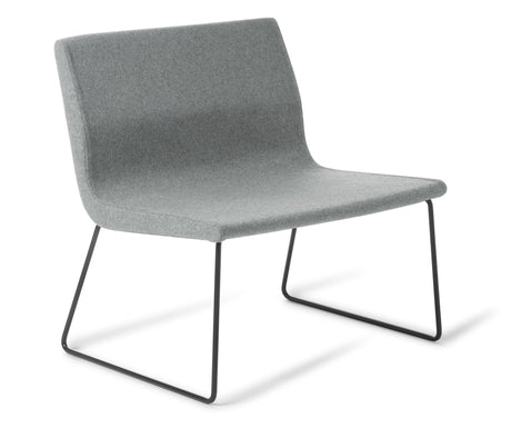 Modern York Chair with Black Sled Base in Blazer Aberlour, featuring a slim profile, tailored upholstery, and durable design.