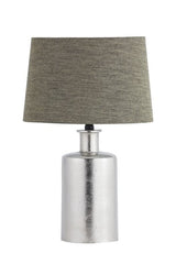 Elegant 30cm table lamp with a sleek nickel base and South linen shade, perfect for soft illumination in any room.