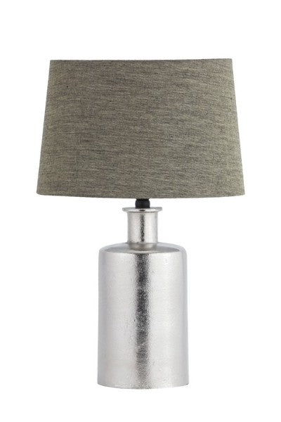 Elegant 30cm table lamp with a sleek nickel base and South linen shade, perfect for soft illumination in any room.