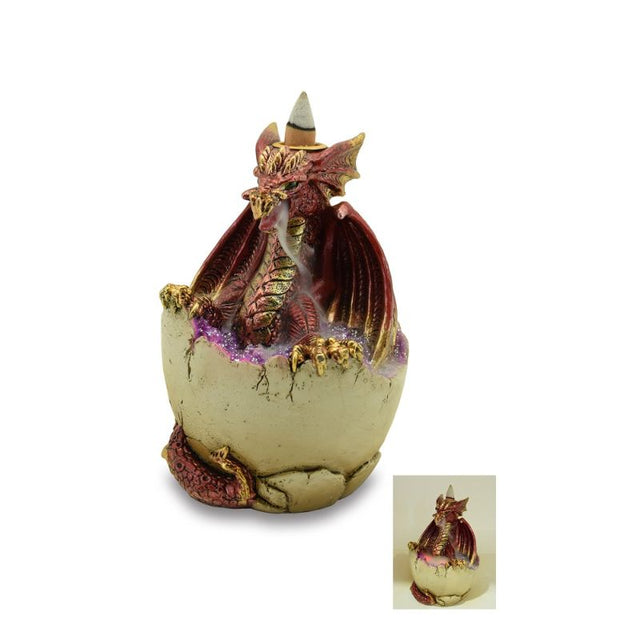 Intricate dragon design LED incense burner with cascading smoke effect and color-changing crystals. Perfect for relaxation.