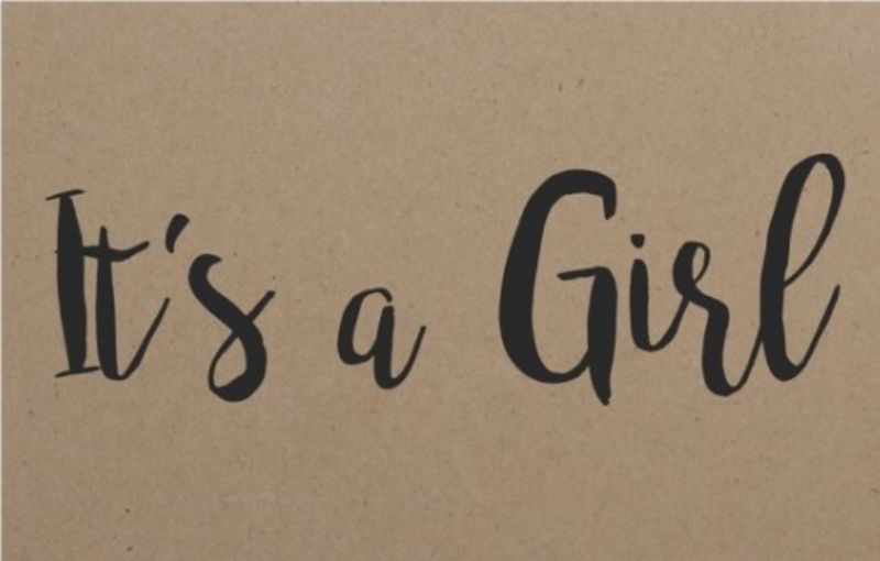 Eco-friendly brown kraft florist cards for baby showers, featuring "It's a Girl!" design, pack of 50.