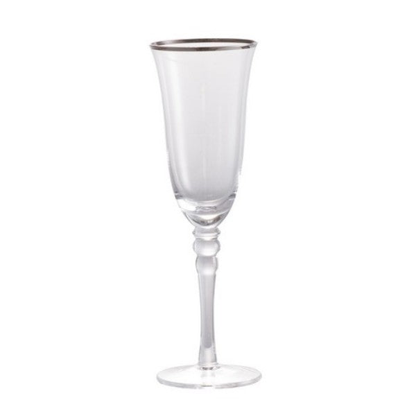 Elegant Felicity Flute with a polished silver rim, perfect for toasting champagne at special occasions and enhancing dining settings.