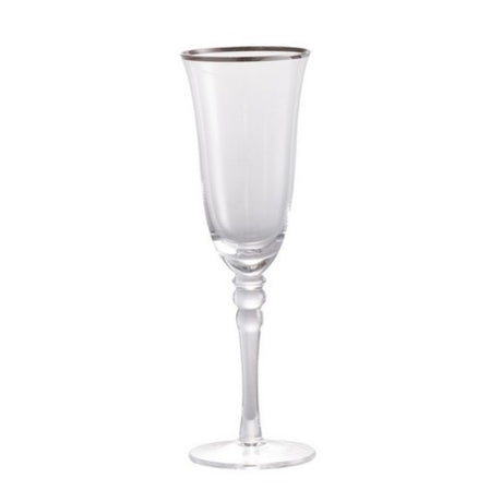 Elegant Felicity Flute with a polished silver rim, perfect for toasting champagne at special occasions and enhancing dining settings.