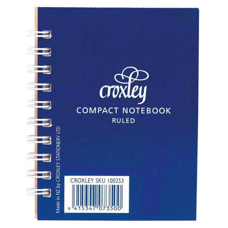 Compact blue Croxley notebook with side opening, 50 smooth 57 GSM pages, ideal for students and professionals on the go.