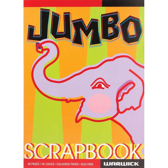 Warwick Jumbo Scrapbook with 28 vibrant coloured pages, perfect for creative projects and preserving memories.