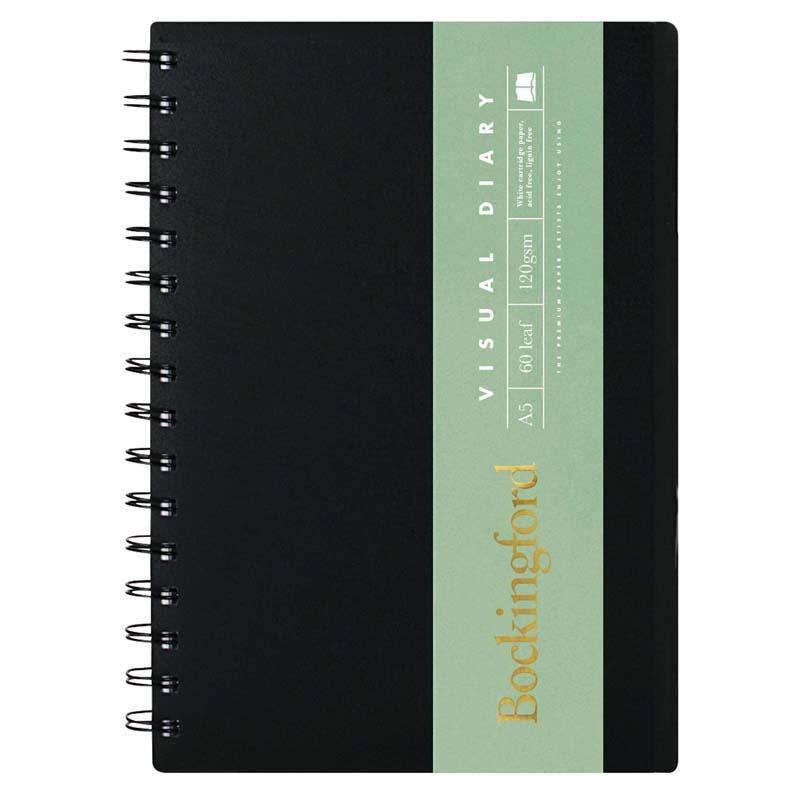 Bockingford A5 Visual Diary with 60 textured leaves, ideal for sketching, drawing, and note-taking on premium paper.