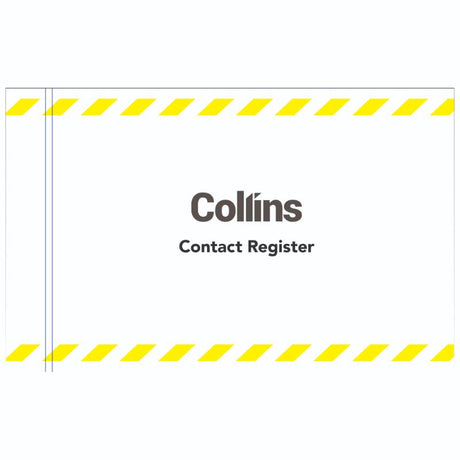 Collins Contact Tracing Register Pad with 50 leaves, designed for logging visitor information efficiently and ensuring compliance.