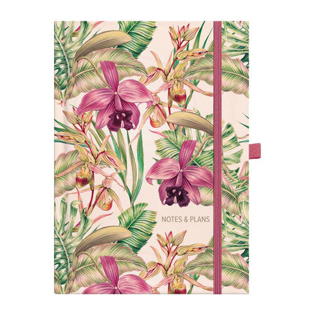 A5 undated diary with floral cover, designed for flexible planning, featuring day-to-page layout and sturdy hard casebound cover.