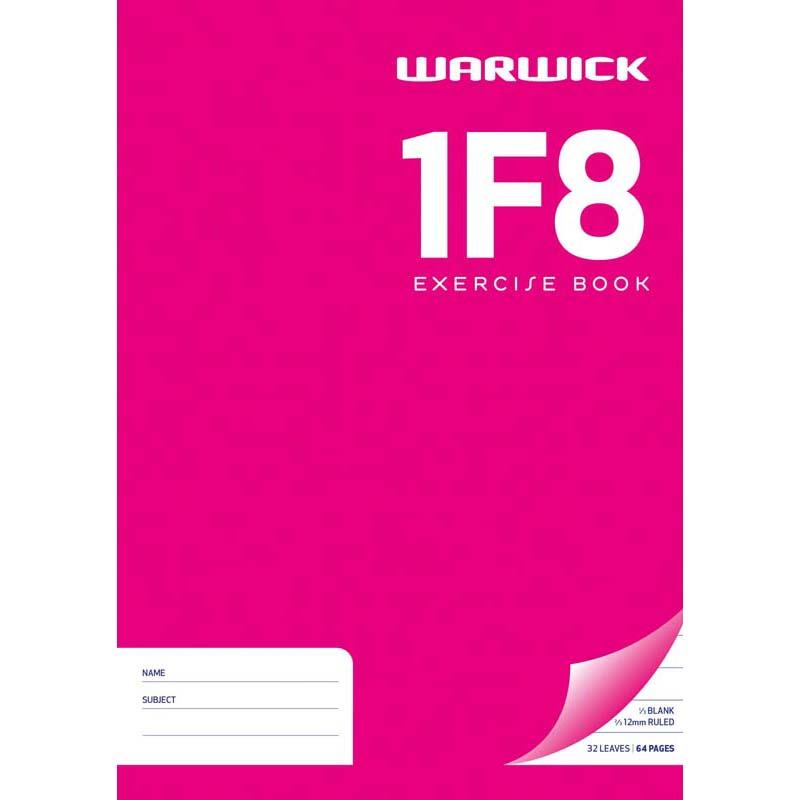 Warwick Exercise Book 1F8 12mm 1/3 Unruled 2/3 Ruled 32 Leaf A4