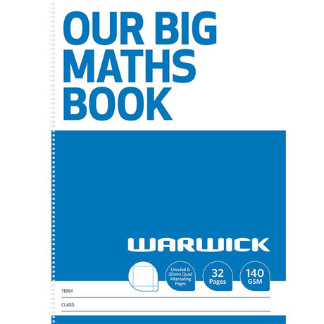 Large-format maths modelling book with alternating pages, 160gsm paper, wiro binding, and laminated cover for durability.