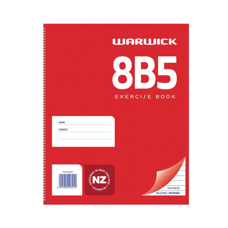 Warwick Notebook 8B5 50 Leaf Spiral Ruled 7mm 255x205mm