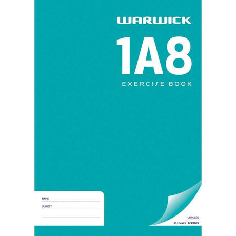 Warwick Exercise Book 1A8, A4 unruled 36-leaf notebook ideal for writing, sketching, and creativity with a durable cover.