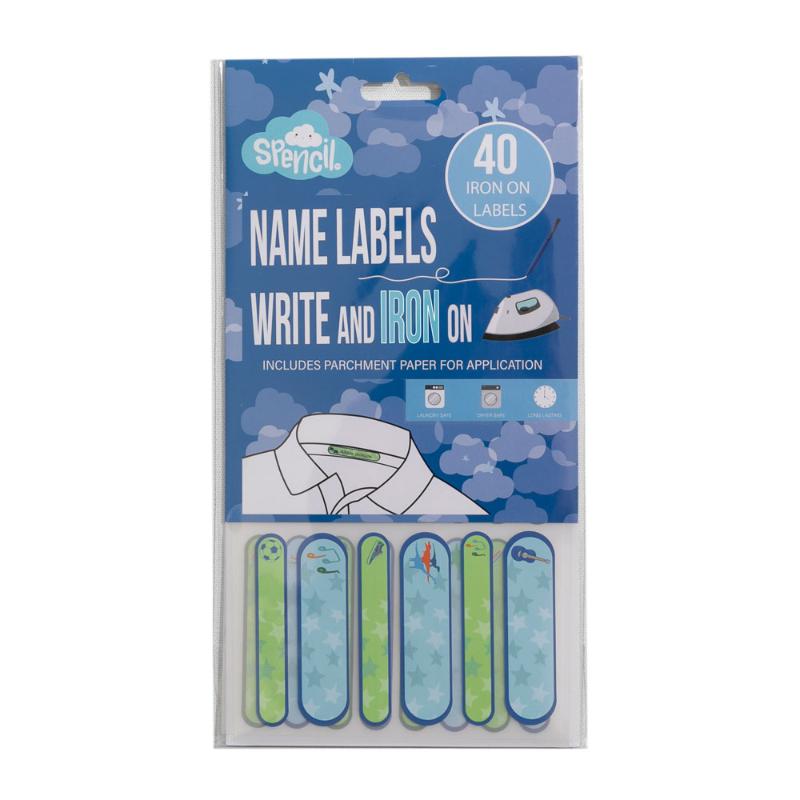 Spencil Write and Iron On Name Labels 40pk Blue