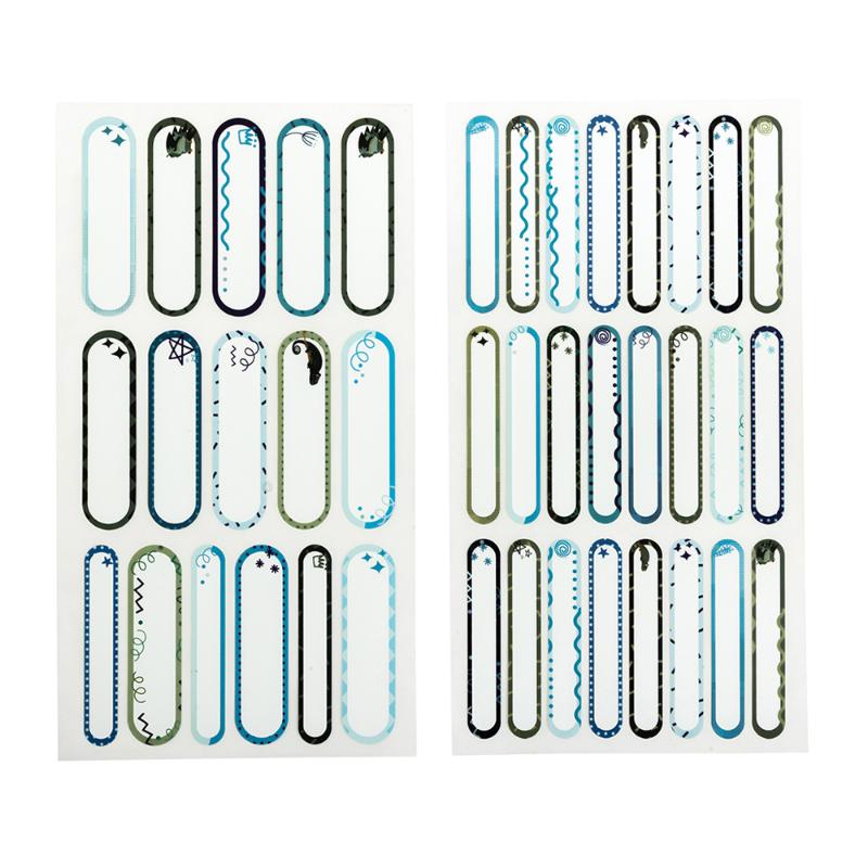 Spencil Write and Iron On Name Labels 40Pk in Cool Blues for easy organization and identification of belongings.