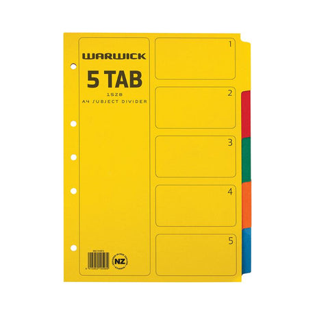 Vibrant A4 dividers with 5 tabs made from durable cardboard for effective document organization and management.