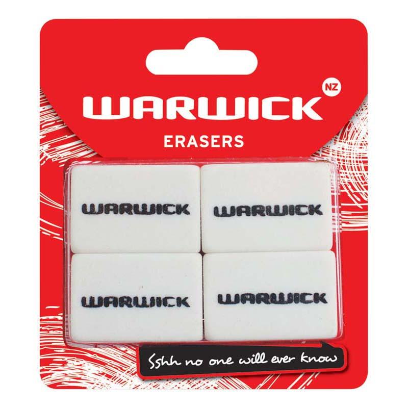 Compact Warwick Eraser Multi 4 Pack for precision erasing, ideal for students and artists, featuring child-safe design.